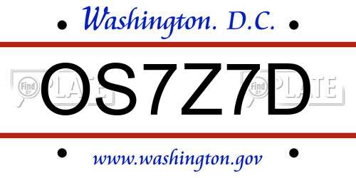 OS7Z7D District Of Columbia License Plate
