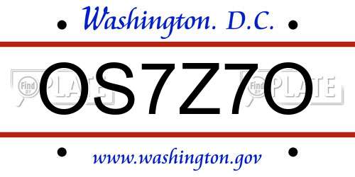 OS7Z7O District Of Columbia License Plate