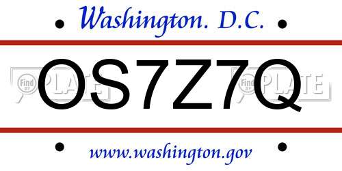 OS7Z7Q District Of Columbia License Plate