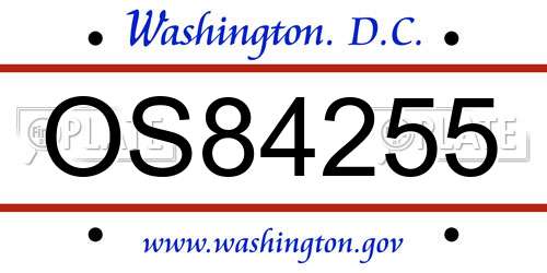 OS84255 District Of Columbia License Plate