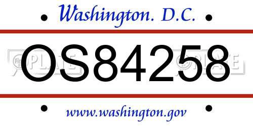 OS84258 District Of Columbia License Plate