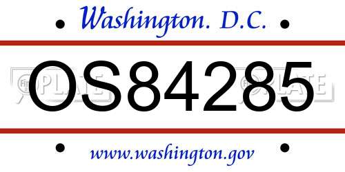 OS84285 District Of Columbia License Plate