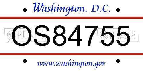 OS84755 District Of Columbia License Plate