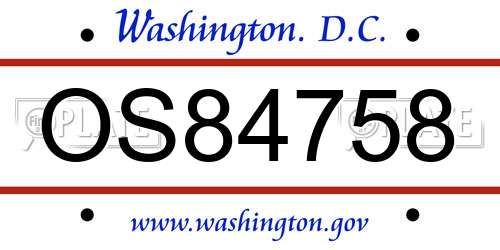 OS84758 District Of Columbia License Plate