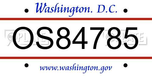 OS84785 District Of Columbia License Plate