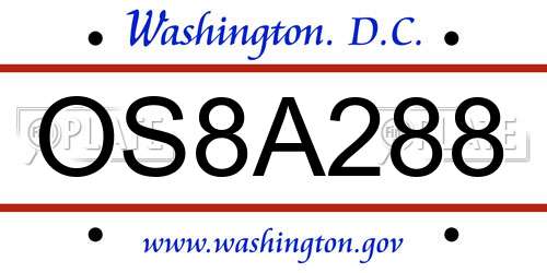 OS8A288 District Of Columbia License Plate