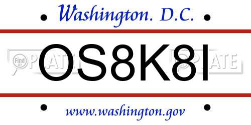 OS8K8I District Of Columbia License Plate