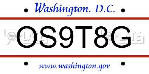 OS9T8G District Of Columbia License Plate