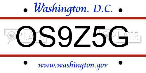 OS9Z5G District Of Columbia License Plate