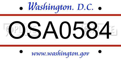 OSA0584 District Of Columbia License Plate