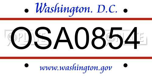 OSA0854 District Of Columbia License Plate