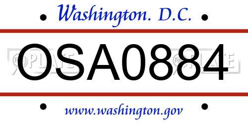 OSA0884 District Of Columbia License Plate
