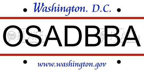 OSADBBA District Of Columbia License Plate