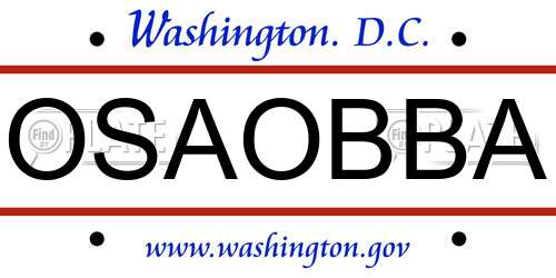 OSAOBBA District Of Columbia License Plate