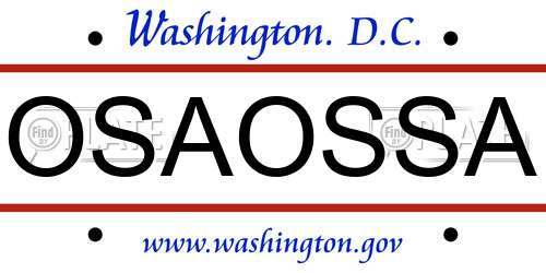 OSAOSSA District Of Columbia License Plate