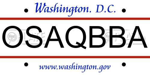 OSAQBBA District Of Columbia License Plate
