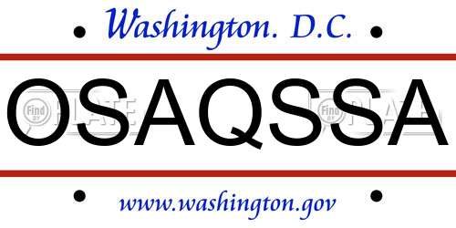 OSAQSSA District Of Columbia License Plate