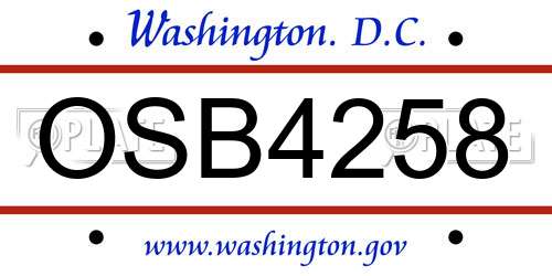 OSB4258 District Of Columbia License Plate