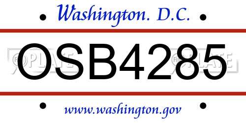 OSB4285 District Of Columbia License Plate