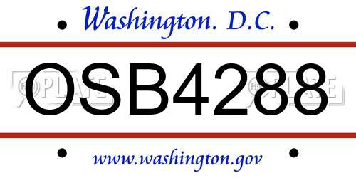 OSB4288 District Of Columbia License Plate