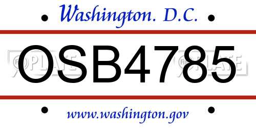 OSB4785 District Of Columbia License Plate