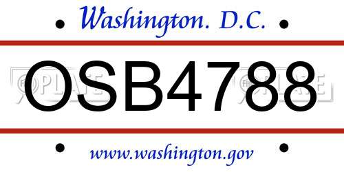 OSB4788 District Of Columbia License Plate