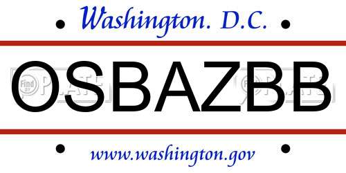 OSBAZBB District Of Columbia License Plate