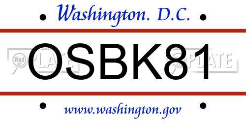 OSBK81 District Of Columbia License Plate