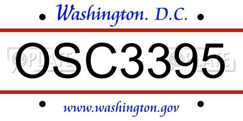 OSC3395 District Of Columbia License Plate
