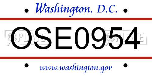 OSE0954 District Of Columbia License Plate