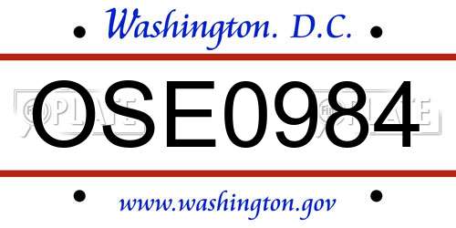 OSE0984 District Of Columbia License Plate