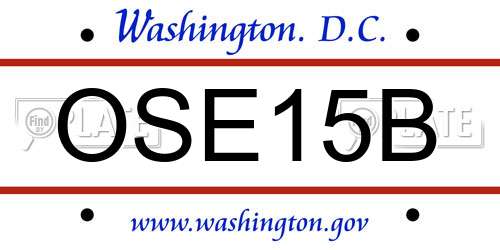 OSE15B District Of Columbia License Plate