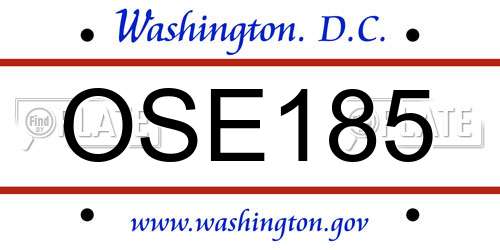 OSE185 District Of Columbia License Plate