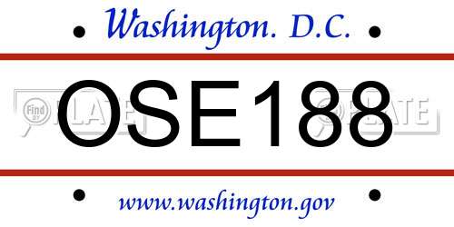 OSE188 District Of Columbia License Plate