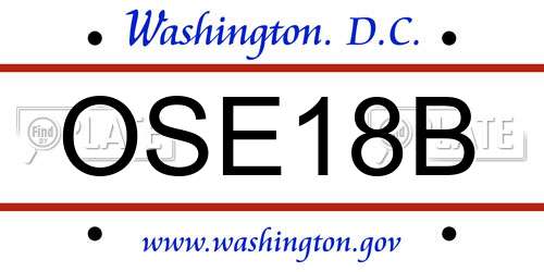 OSE18B District Of Columbia License Plate