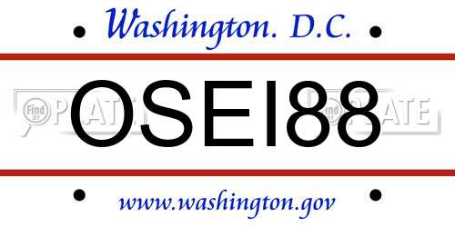 OSEI88 District Of Columbia License Plate