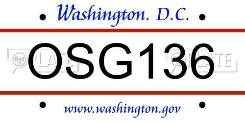 OSG136 District Of Columbia License Plate