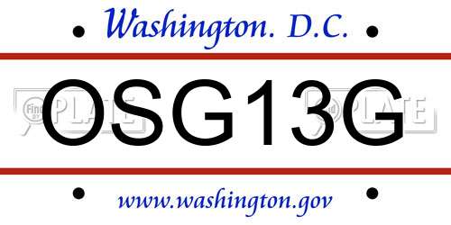 OSG13G District Of Columbia License Plate