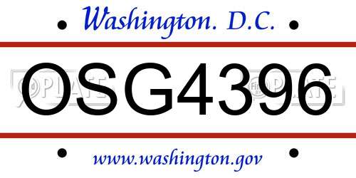 OSG4396 District Of Columbia License Plate