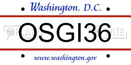 OSGI36 District Of Columbia License Plate