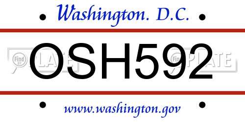 OSH592 District Of Columbia License Plate