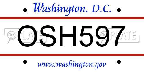 OSH597 District Of Columbia License Plate