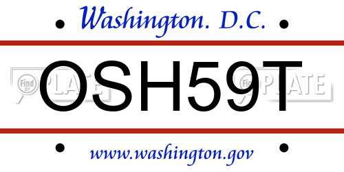 OSH59T District Of Columbia License Plate