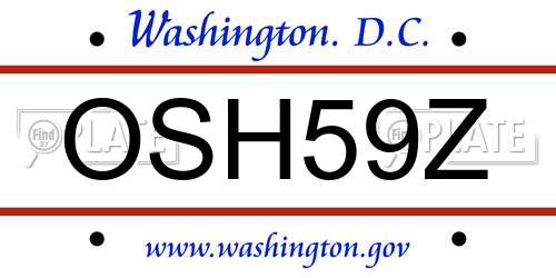 OSH59Z District Of Columbia License Plate