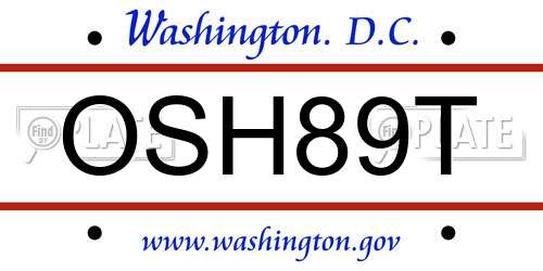 OSH89T District Of Columbia License Plate
