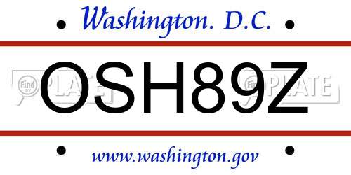 OSH89Z District Of Columbia License Plate
