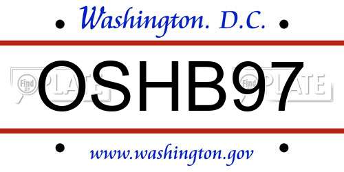 OSHB97 District Of Columbia License Plate