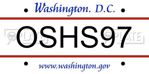 OSHS97 District Of Columbia License Plate