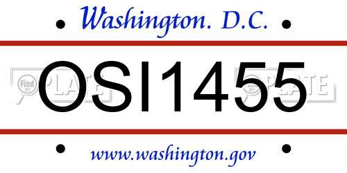 OSI1455 District Of Columbia License Plate