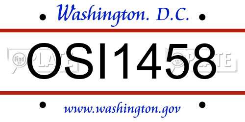 OSI1458 District Of Columbia License Plate